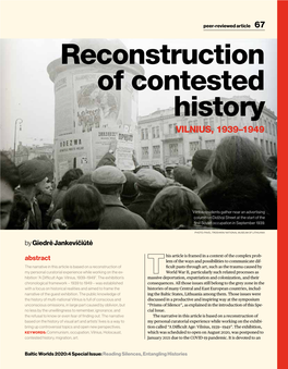 Reconstruction of Contested History VILNIUS, 1939–1949