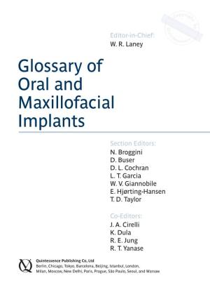 Glossary of Oral and Maxillofacial Implants