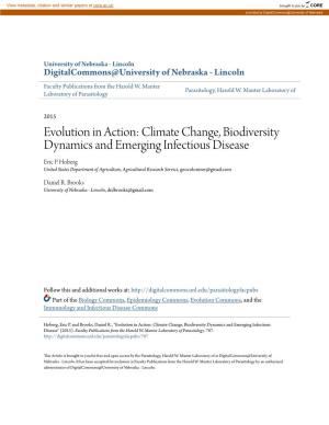 Climate Change, Biodiversity Dynamics and Emerging Infectious Disease Eric P