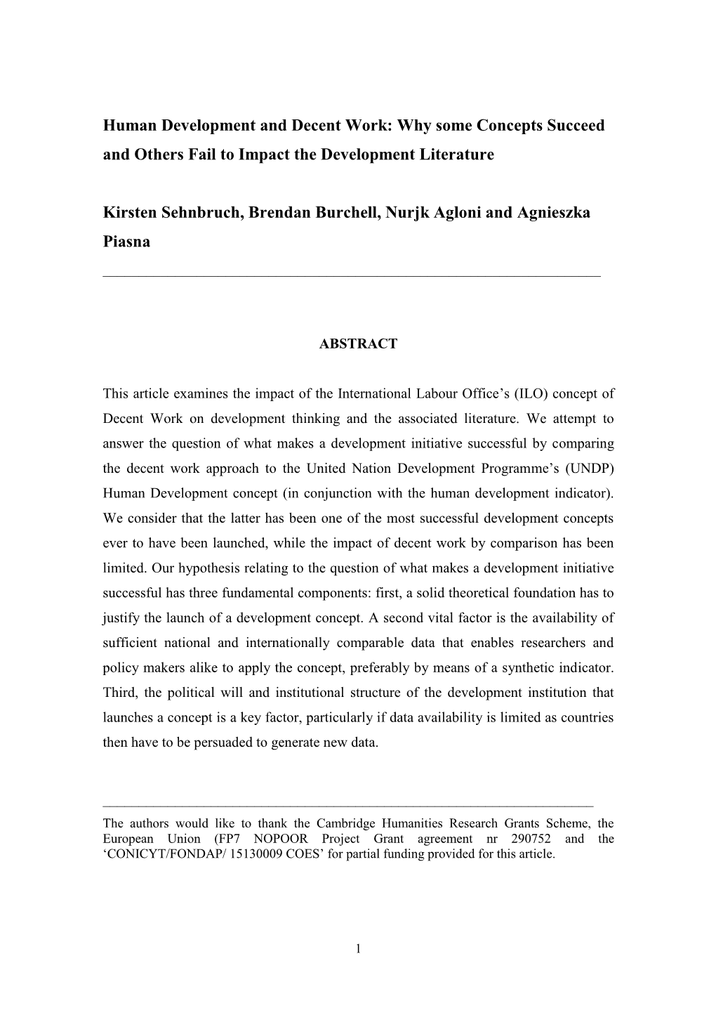 Human Development and Decent Work: Why Some Concepts Succeed and Others Fail to Impact the Development Literature