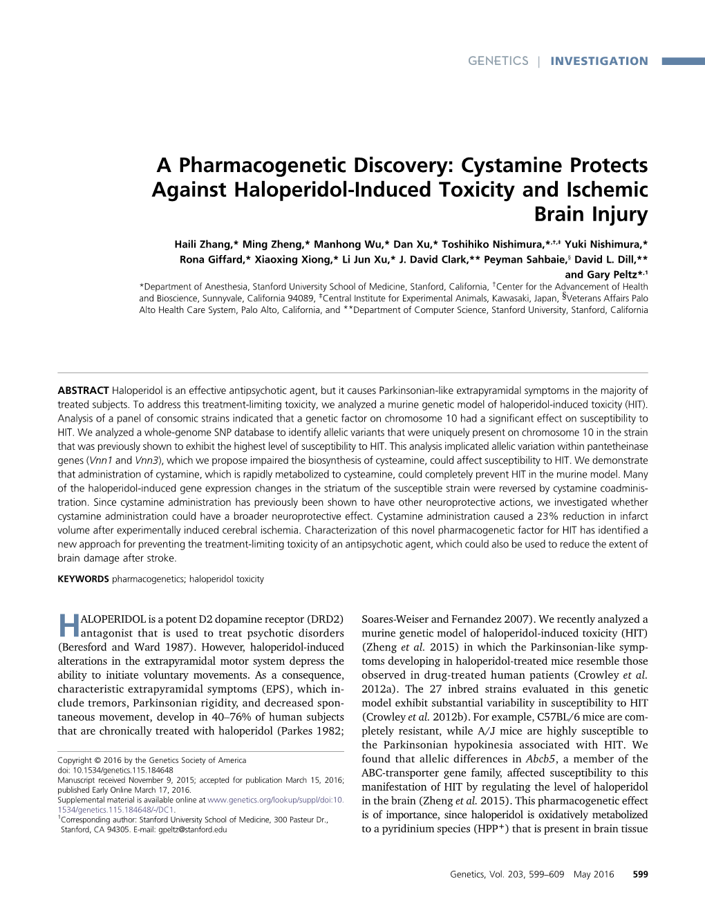 Cystamine Protects Against Haloperidol-Induced Toxicity and Ischemic Brain Injury