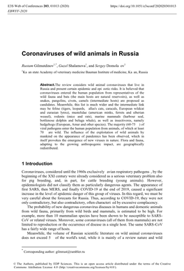 Coronaviruses of Wild Animals in Russia