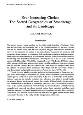 Ever Increasing Circles: the Sacred Geographies of Stonehenge and Its Landscape