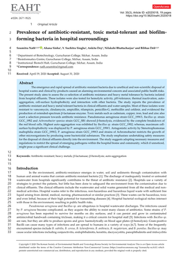 Prevalence of Antibiotic-Resistant, Toxic Metal-Tolerant and Biofilm- Forming Bacteria in Hospital Surroundings