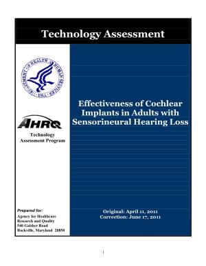 Effectiveness of Cochlear Implants in Adults with Sensorineural Hearing Loss