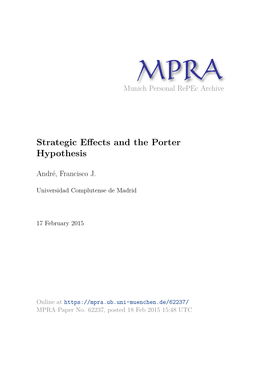 Strategic Effects and the Porter Hypothesis