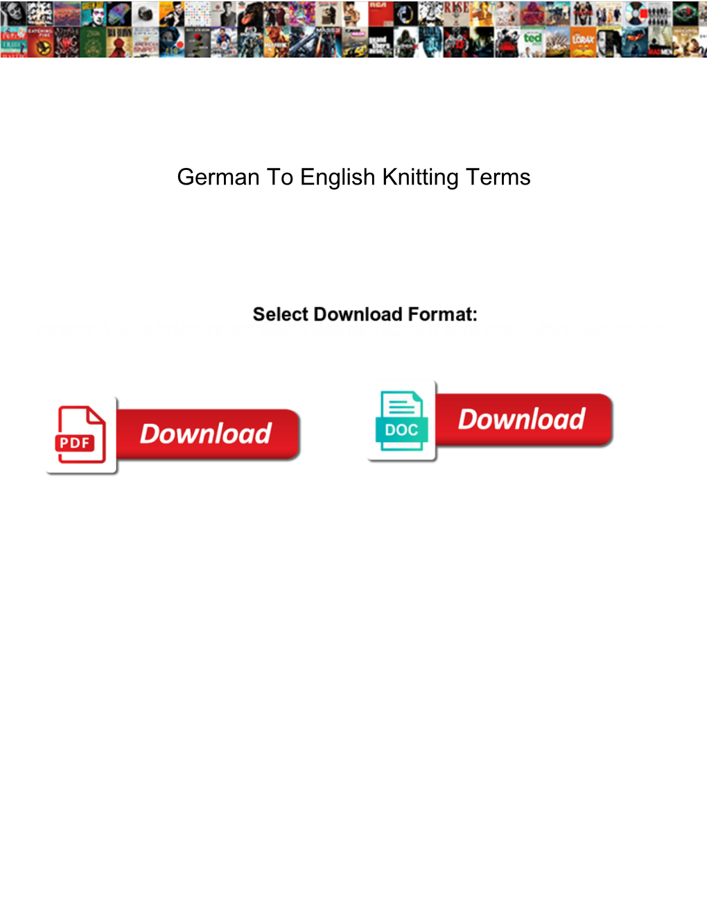German to English Knitting Terms