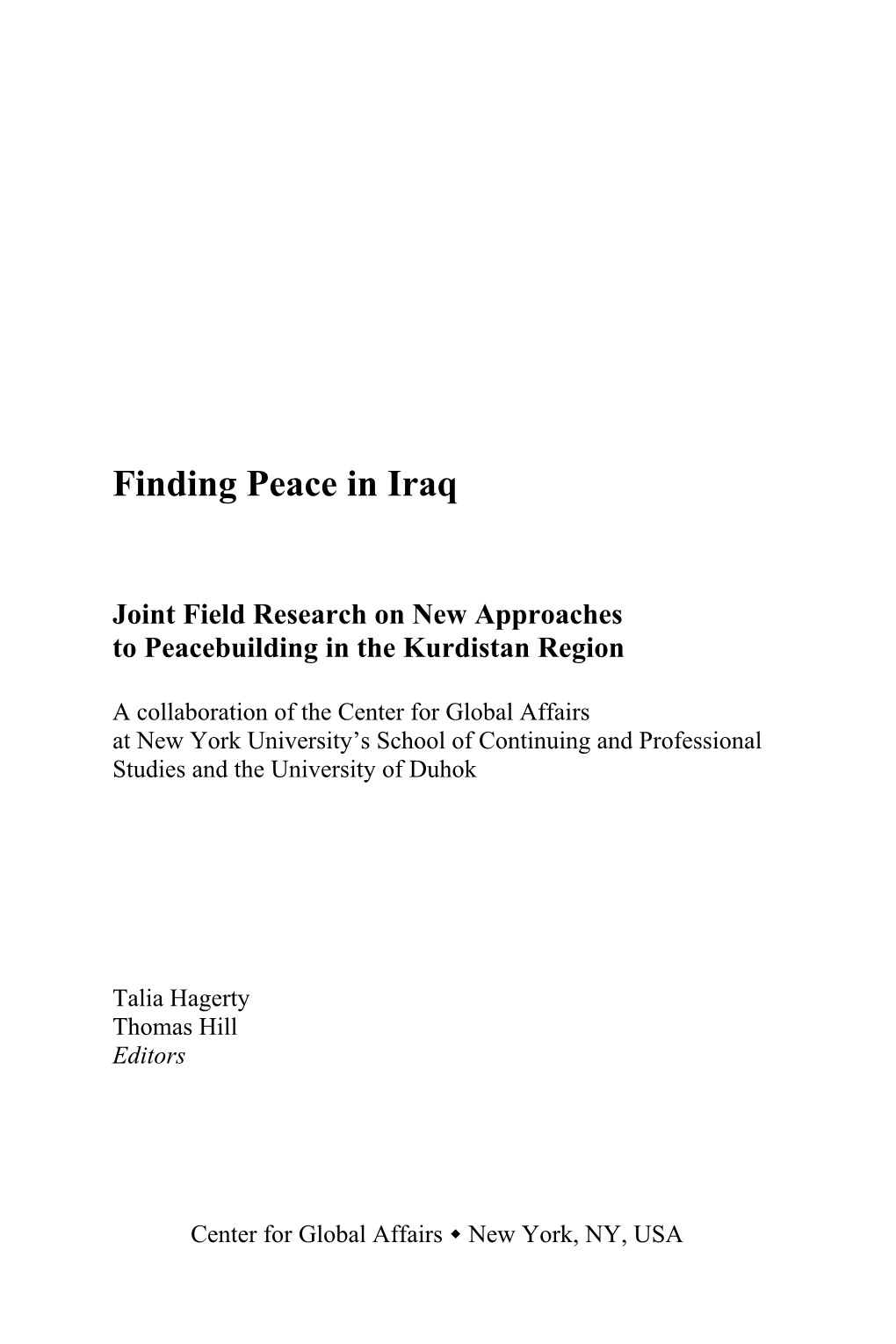 Finding Peace in Iraq