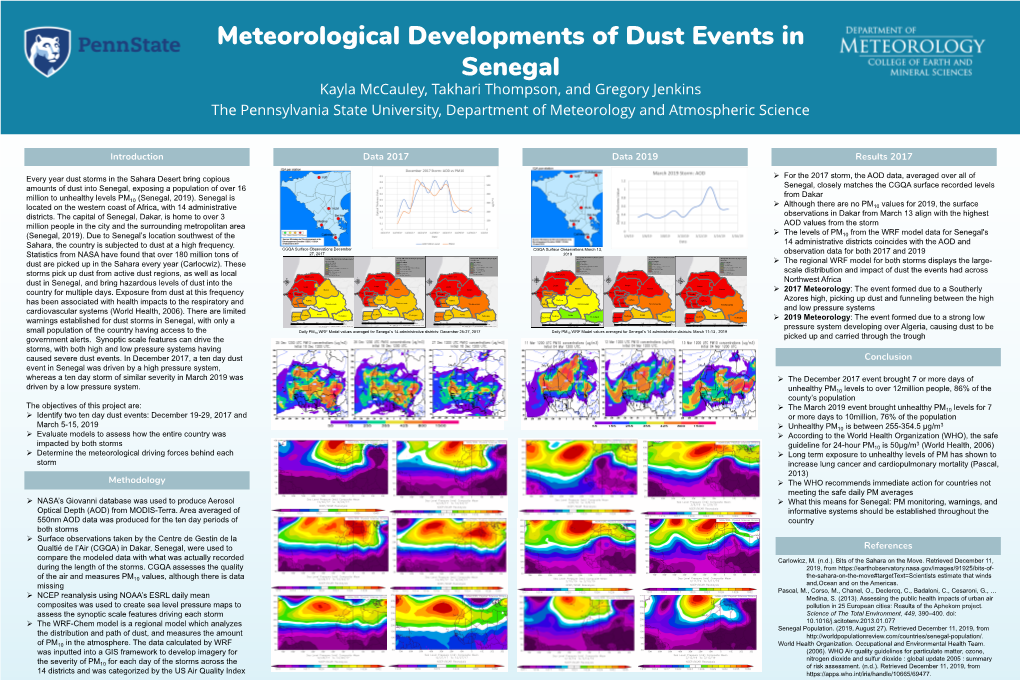 Meteorological Developments of Dust Events in Senegal