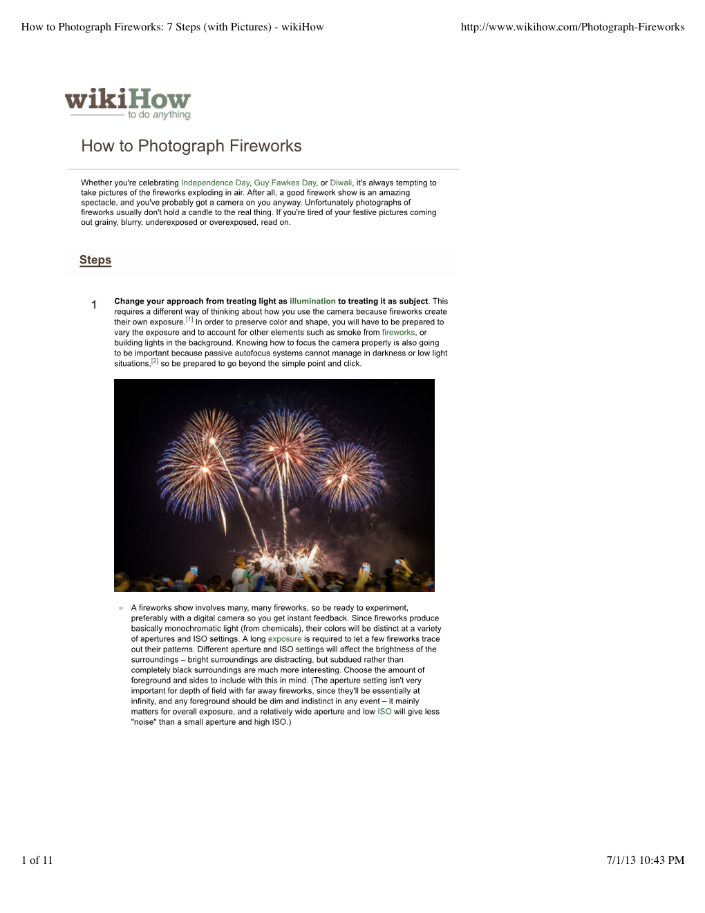 How to Photograph Fireworks: 7 Steps (With Pictures) - Wikihow