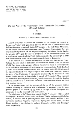 On the Age of the "Serpulite" from Tomaszow Mazowiecki (Central Poland) by J