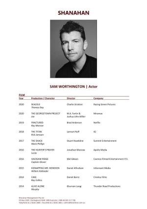 SAM WORTHINGTON | Actor