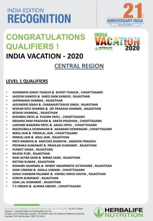 India Vacation - 2020 Central Region