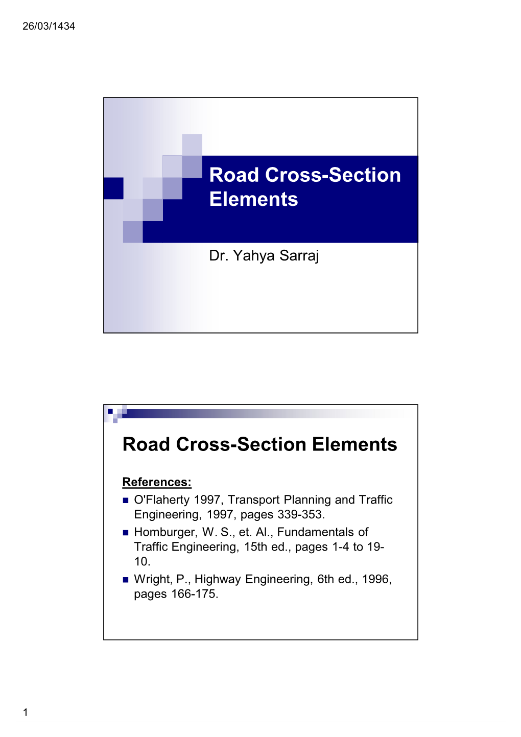 Road Cross-Section Elements