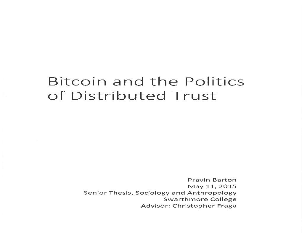 Bitcoin and the Politics of Distributed Trust