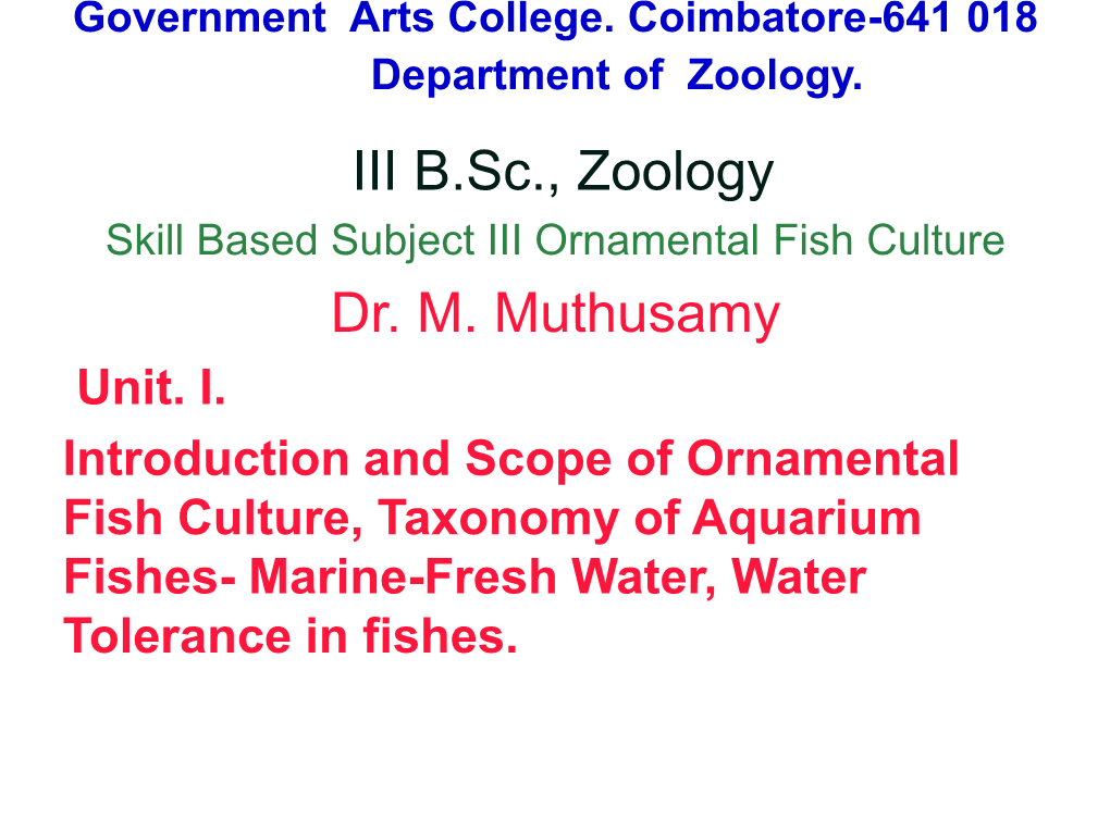 Ornamental Fish Culture Dr