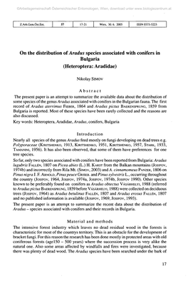 On the Distribution of Aradus Species Associated with Conifers in Bulgaria