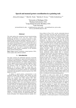 Speech and Manual Gesture Coordination in a Pointing Task