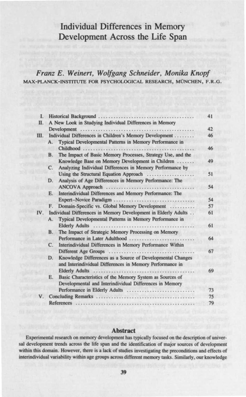 Individual Differences in Memory Development Across the Life Span