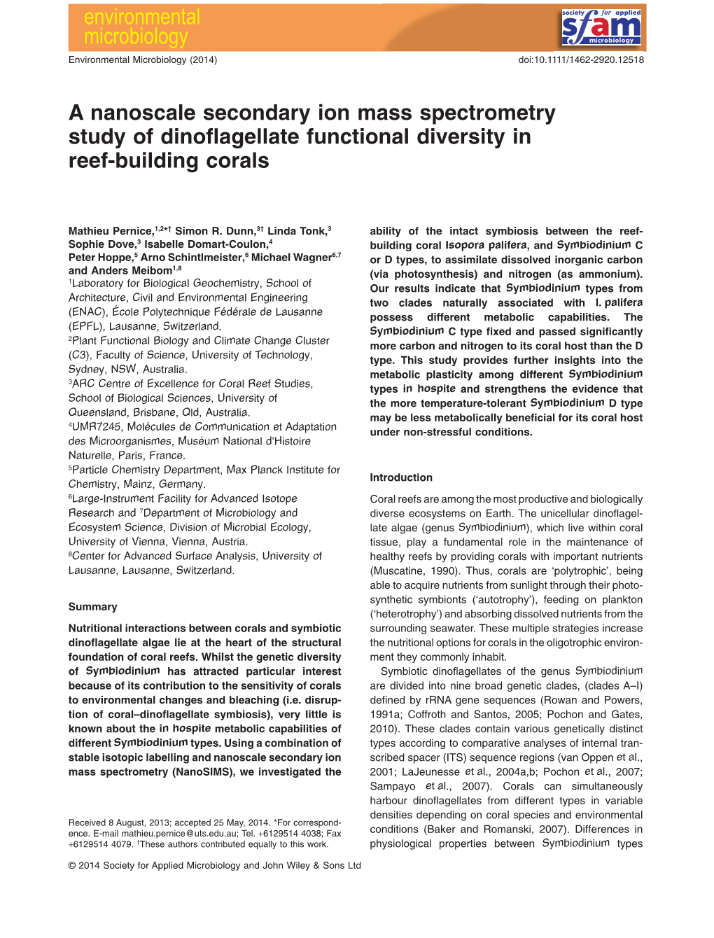 A Nanoscale Secondary Ion Mass Spectrometry Study of Dinoflagellate