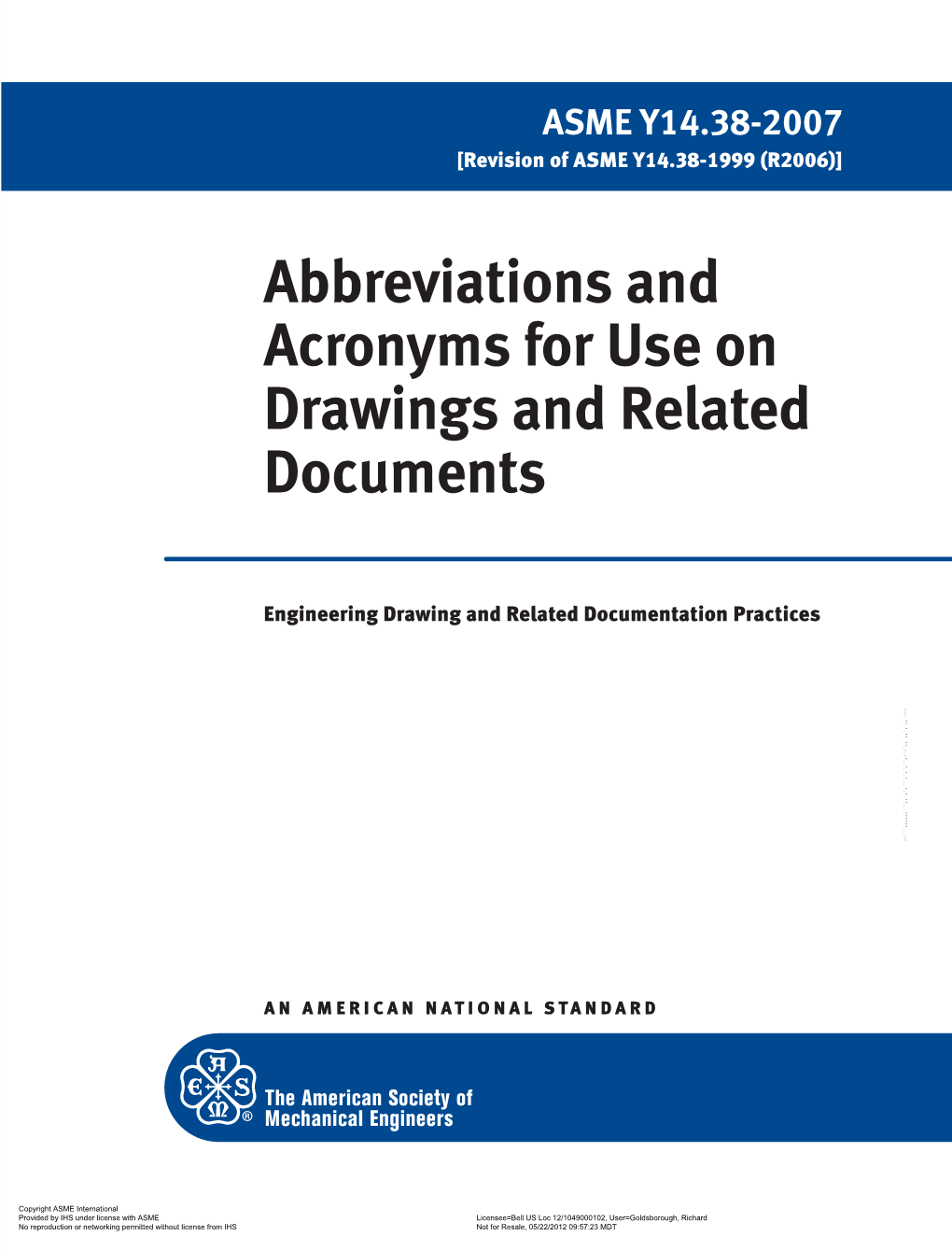 Abbreviations and Acronyms for Use on Drawings and Related Documents