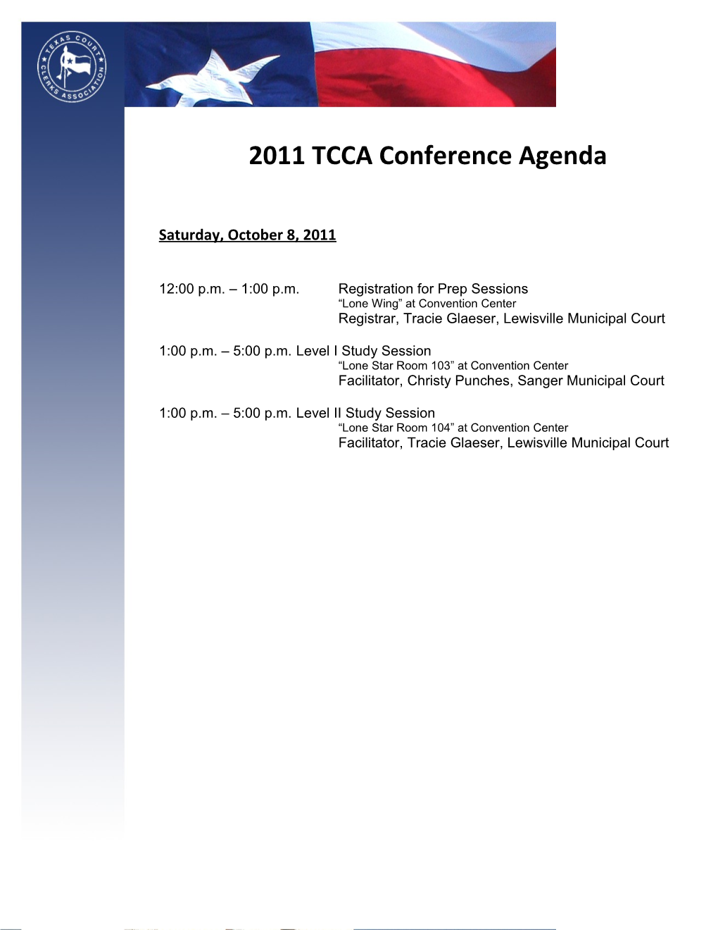 2011 TCCA Conference Agenda