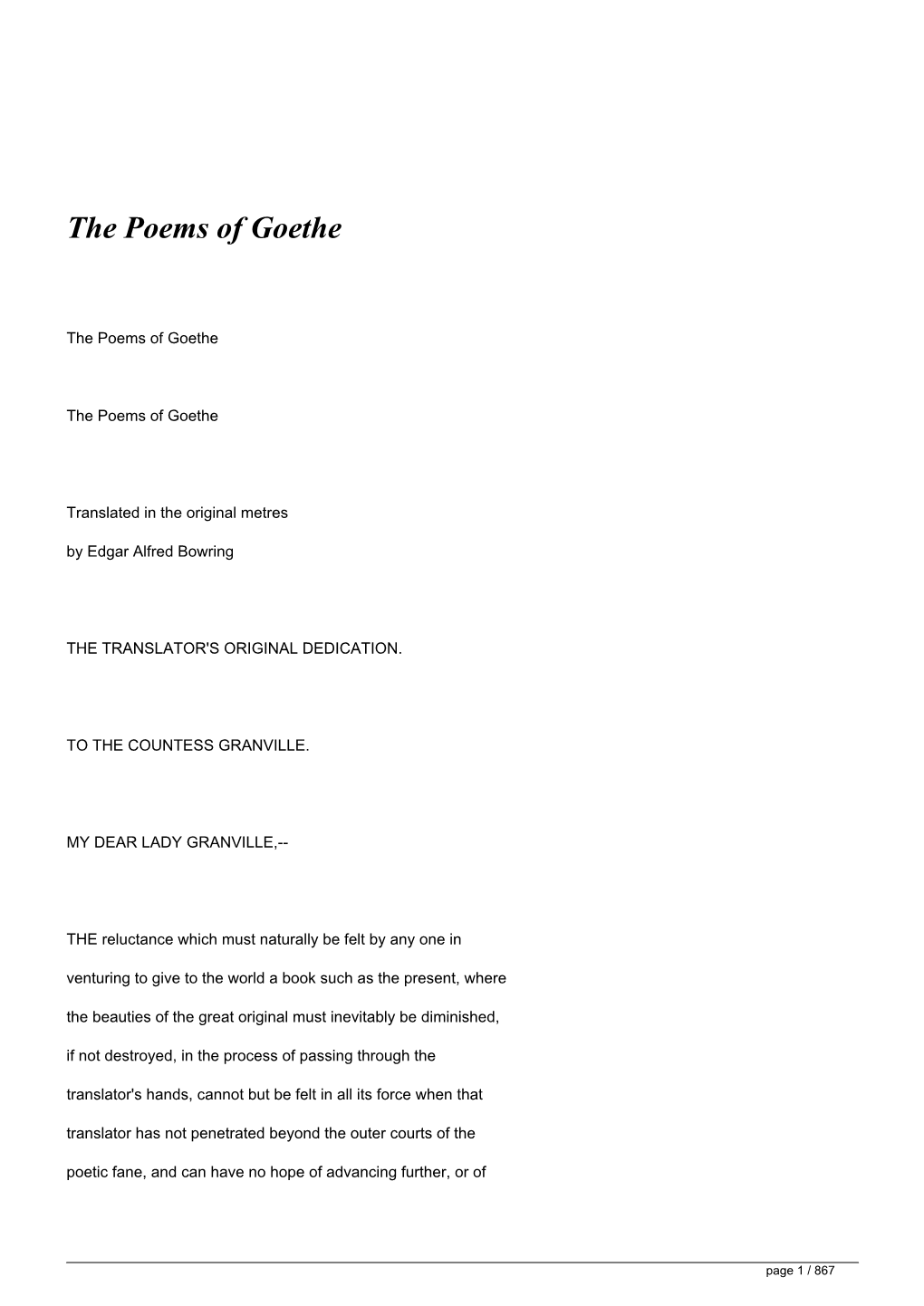The Poems of Goethe&lt;/H1&gt;