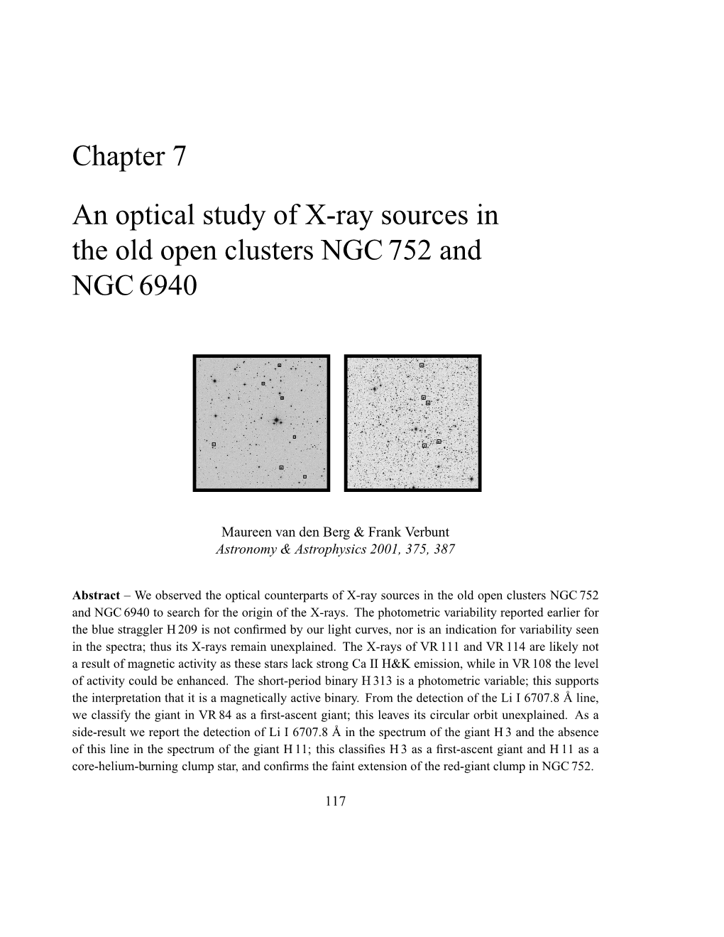Chapter 7 an Optical Study of X-Ray Sources in the Old Open Clusters