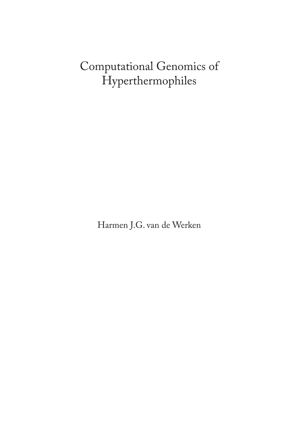 Computational Genomics of Hyperthermophiles