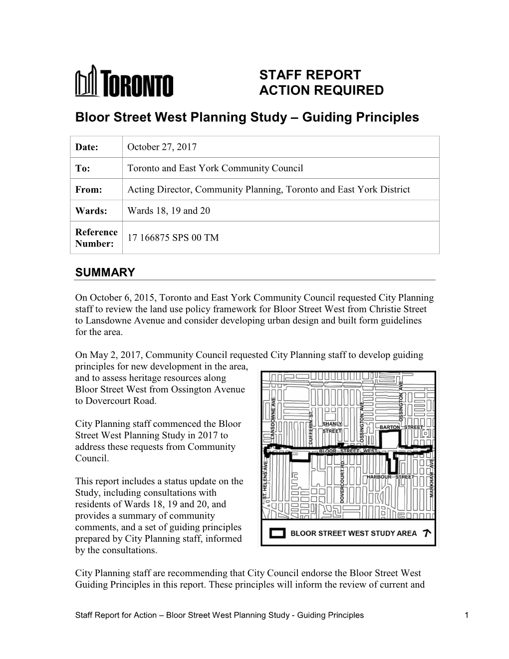 Bloor Street West Planning Study – Guiding Principles