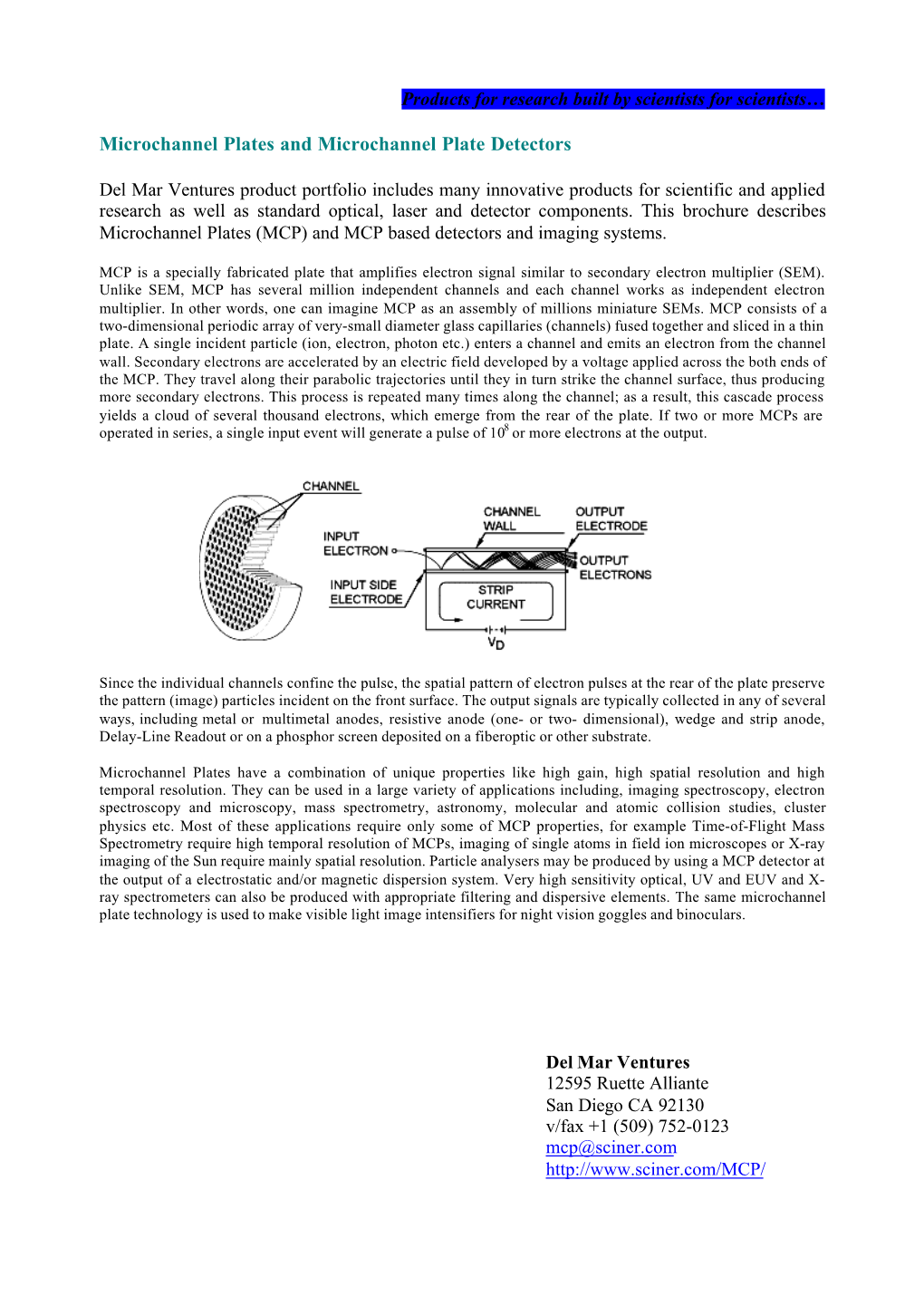 Microchannel Plates and Microchannel Plate Detectors