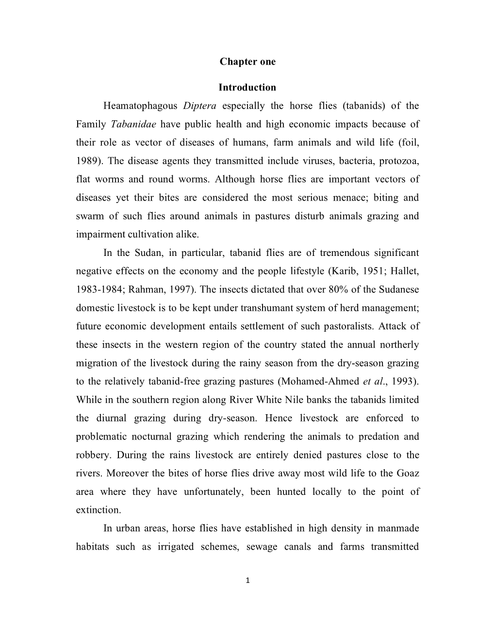 (Tabanids) of the Family Tabanidae Have Public Health