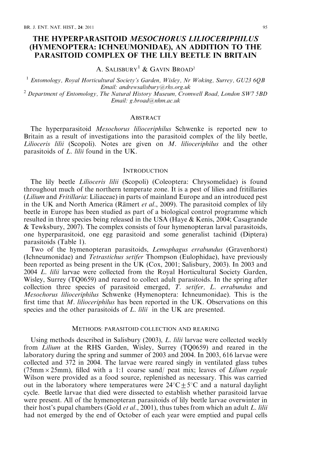 Read About the Hyperparasitoid Mesochorus Lilioceriphilus In