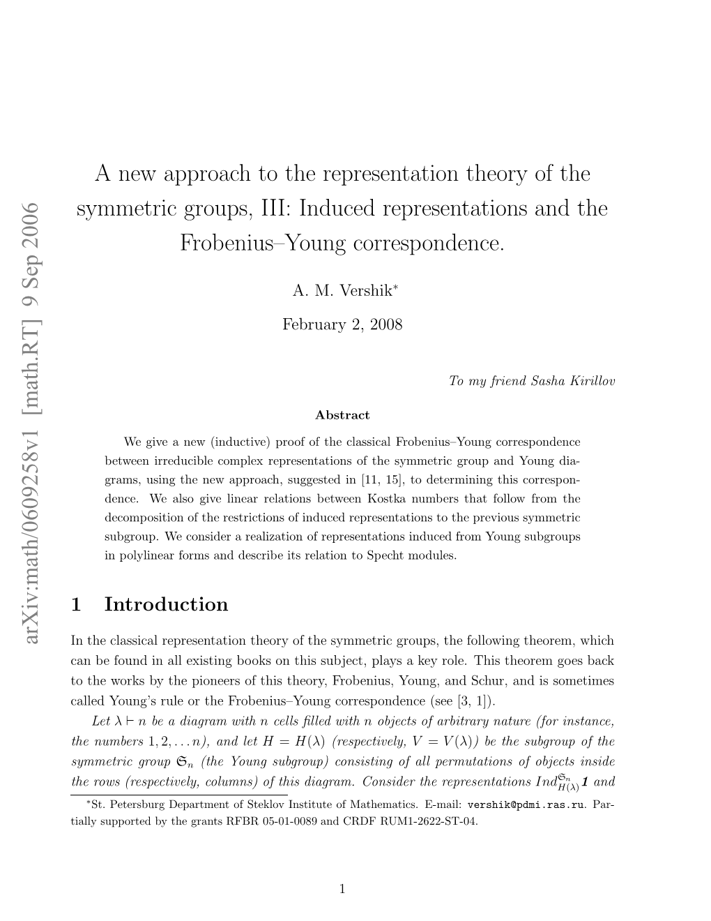 Induced Representations and the Frobenius–Young Correspondence