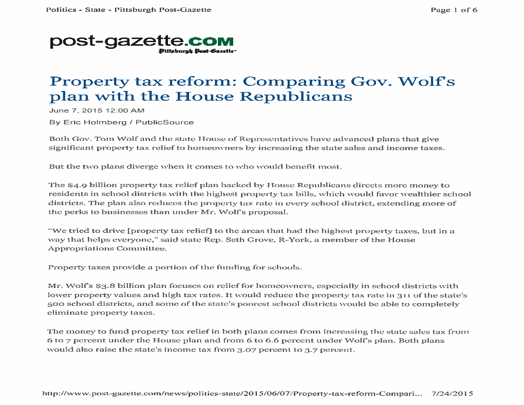 Property Tax Reform: Comparing Gov
