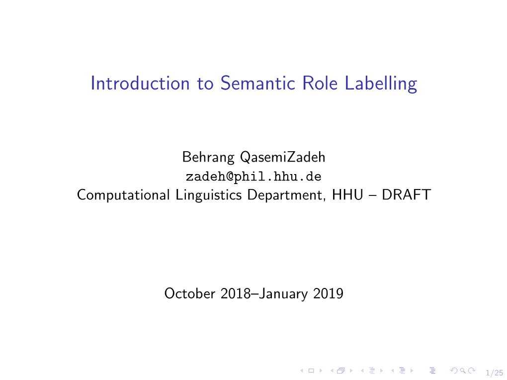 Introduction to Semantic Role Labelling