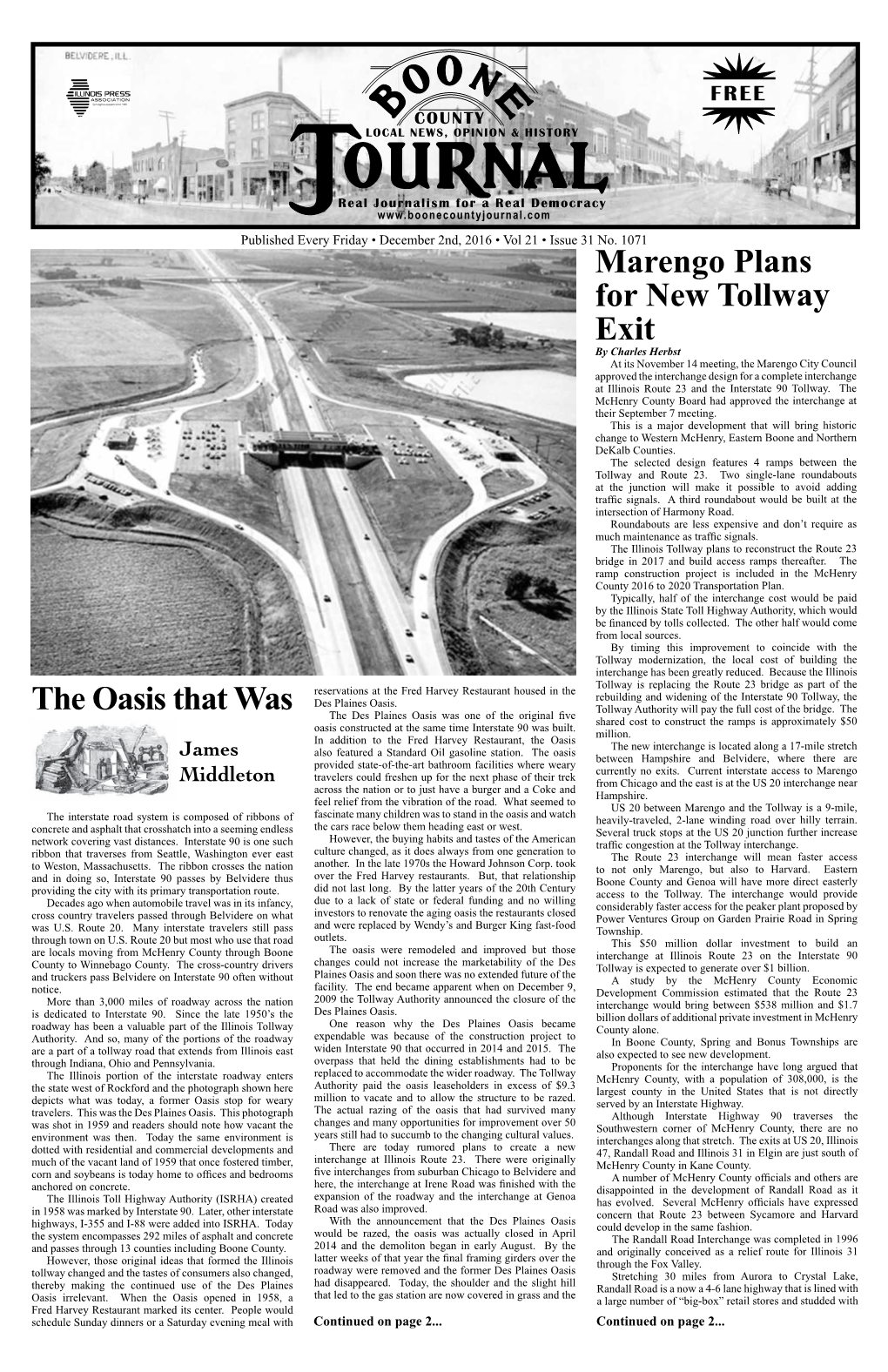 Marengo Plans for New Tollway Exit the Oasis That