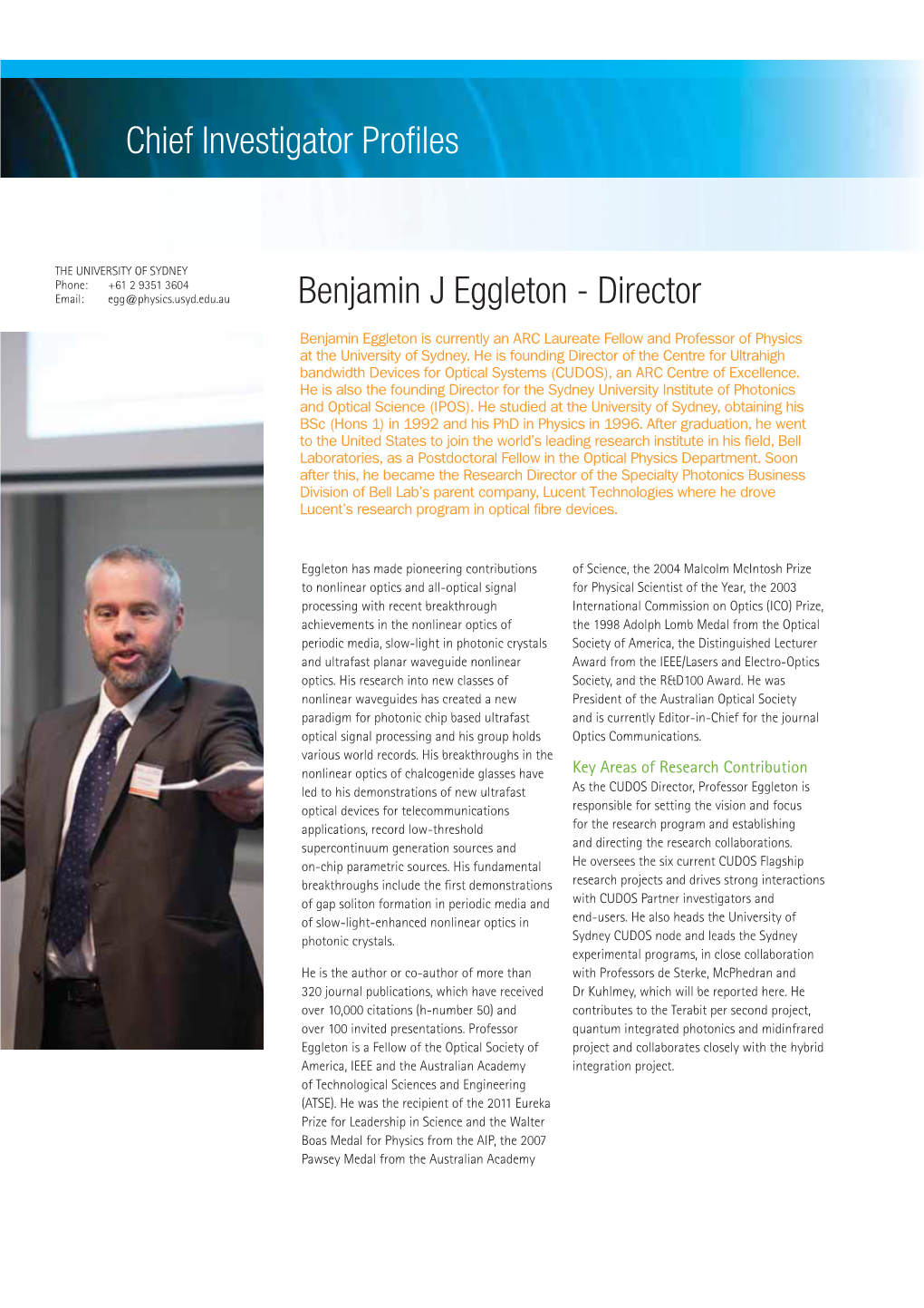 Chief Investigator Profiles Benjamin J Eggleton