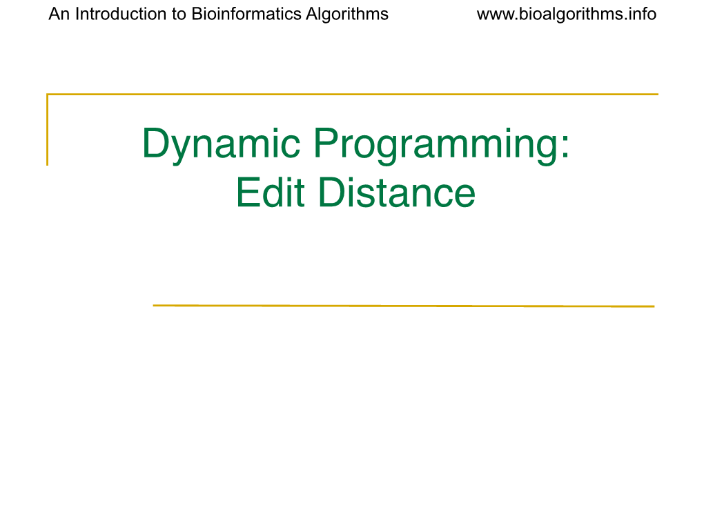 Dynamic Programming: Edit Distance