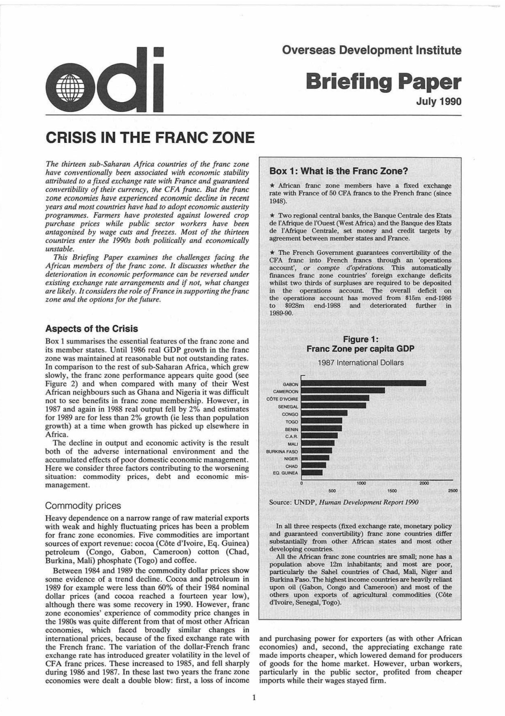 Crisis in the Franc Zone