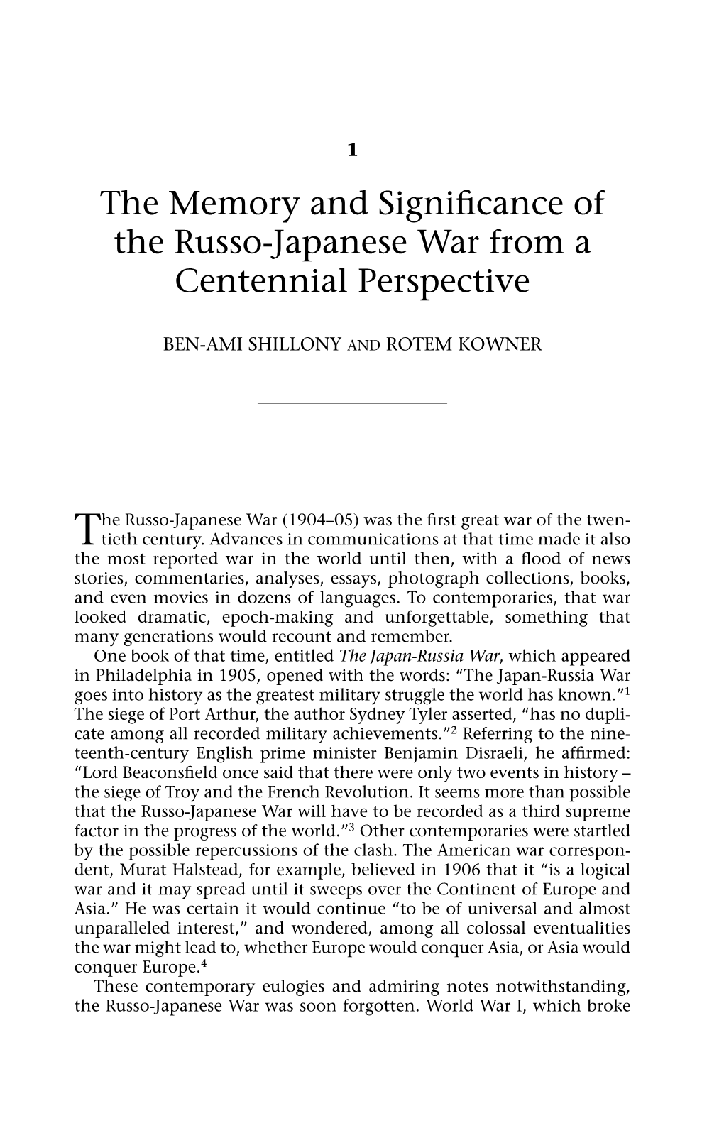 The Memory and Significance of the Russo-Japanese War from A