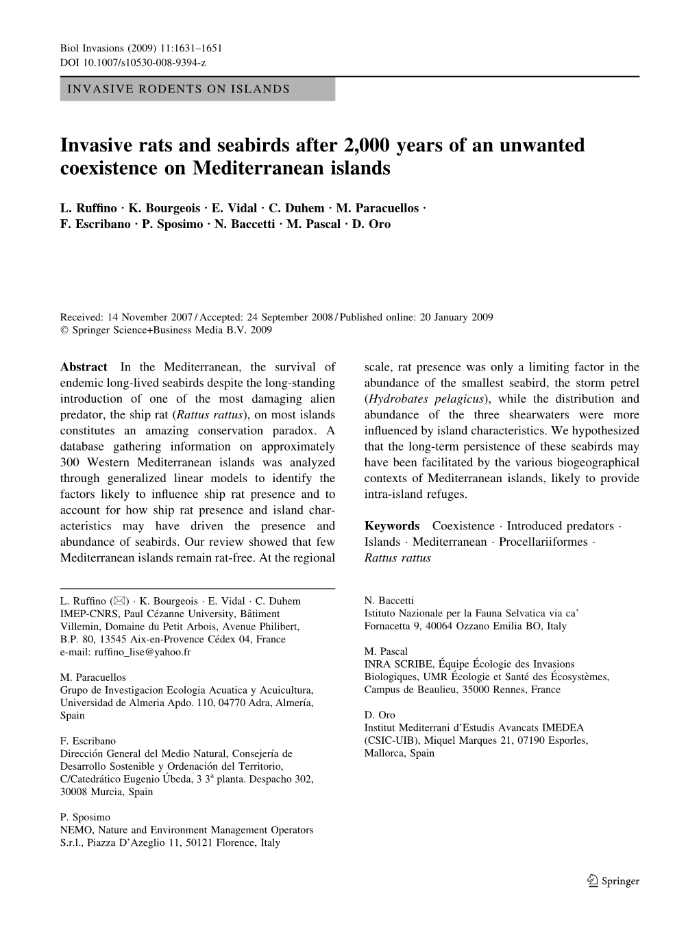 Invasive Rats and Seabirds After 2,000 Years of an Unwanted Coexistence on Mediterranean Islands