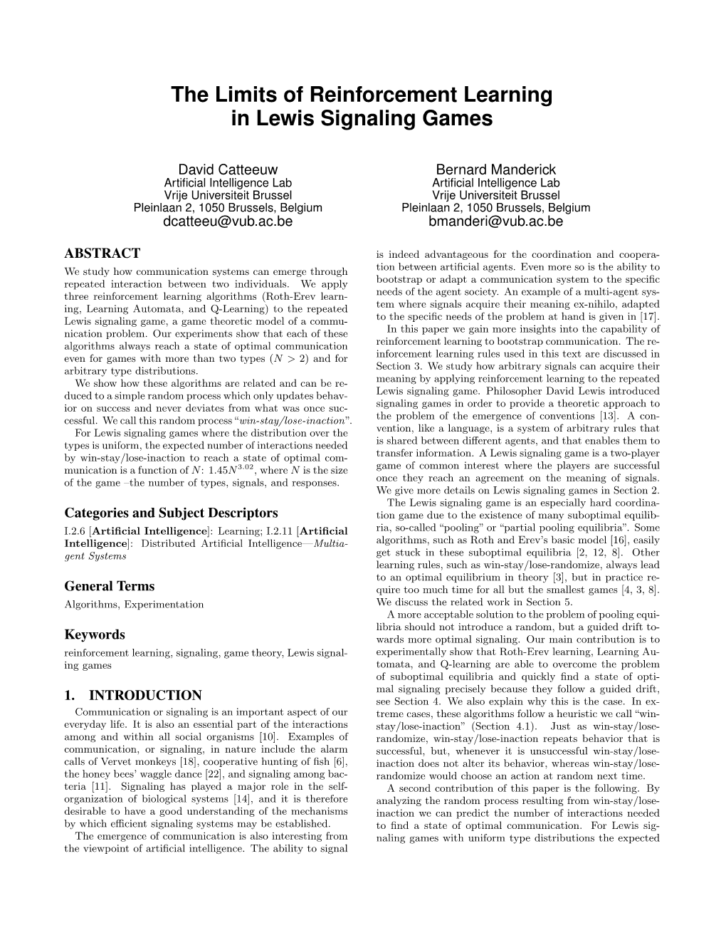 The Limits of Reinforcement Learning in Lewis Signaling Games