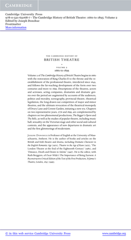 British Theatre: 1660 to 1895: Volume 2 Edited by Joseph Donohue Frontmatter More Information