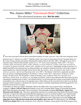 The James Miller *Cincinnati Reds* Collection (For Educational Purposes Only