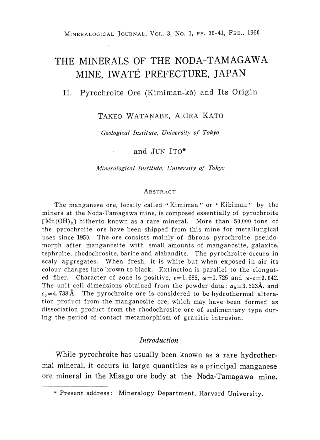 The Minerals of the Noda-Tamagawa Mine, Iwate Prefecture, Japan