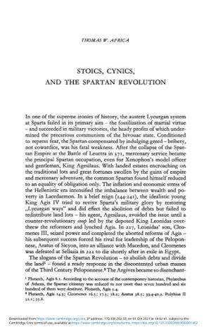 Stoics, Cynics, and the Spartan Revolution