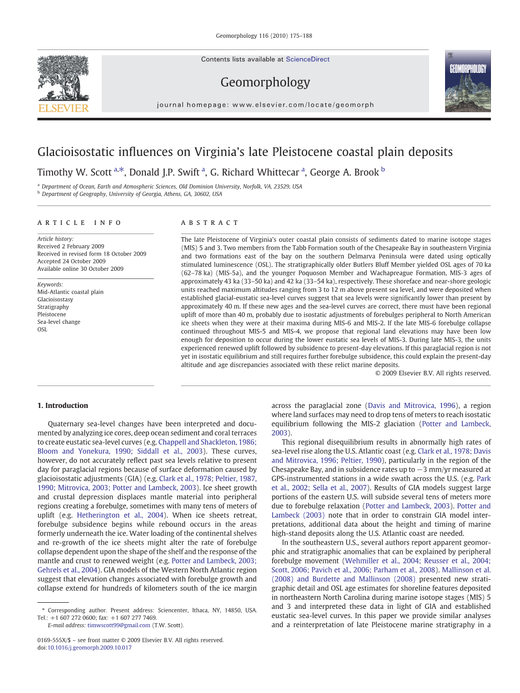 Glacioisostatic Influences on Virginia's Late Pleistocene Coastal Plain