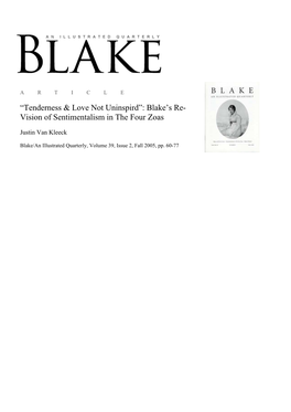 Blake's Re-Vision of Sentimentalism in the Four Zoas