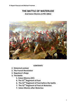 THE BATTLE of WATERLOO and Eaton Monins (1795-1861)